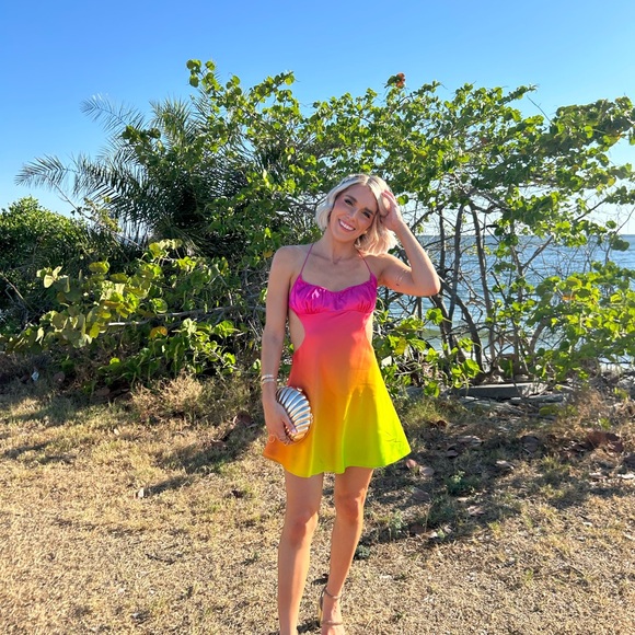 Retrofete Pink and Orange Gradient Mini Dress - Picture 7 of 16